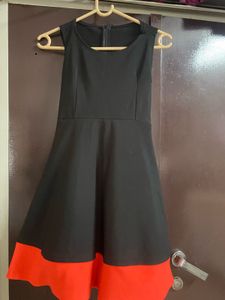 Black And Red Strip Flared Dress