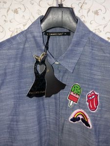 Coloured Stones Patch Shirt