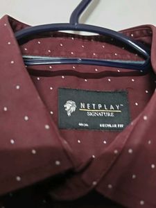 Burgundy Patterned Long Sleeve Shirt