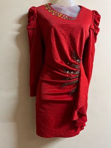 Red Beaded Party Dress