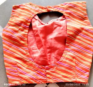 Striped Orange Lehenga Choli Set