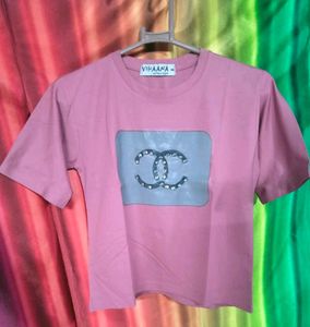Cute Pink Embellished Tee
