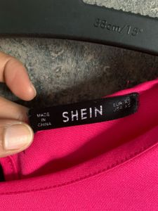 SHEIN Hot Pink Ruffle Hem Dress