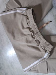 Beige Cargo- Style Trackpants Women