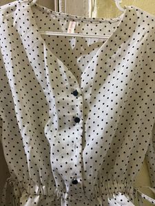 Polka Dot Blouse with Tie Detail