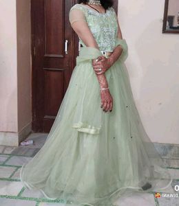Mirror Work C-Green Lehngha Choli ❤