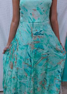 Aqua Printed Maxi Dress