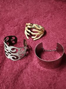 Elegant Trio: Unique Metal Bracelets Set