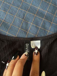 Cute Black Button-Up Top