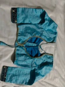Saree Blue &amp; White Embellished