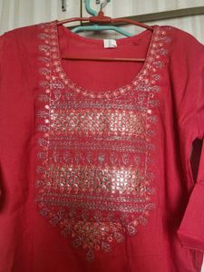 Embroidered Kurta With Bell Sleeve
