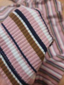 Ginger Ribbed Striped Top With Boat Neck