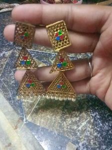 Gold-Tone Geometric Dangle Earrings