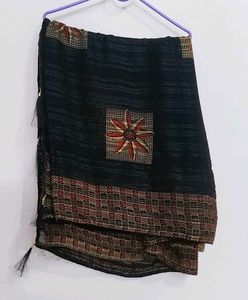 (No Spot) Black Saree With Blouse