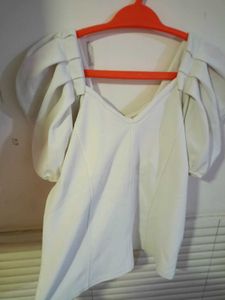 White Puff Sleeve Top