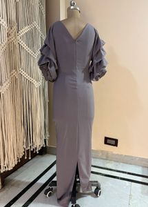 Pretty Puff Sleeves Slit Dress