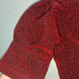 Maroon Blouse with Puff Sleeves