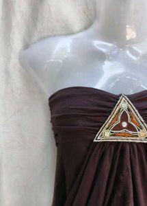 Brown Embellished Tube Top