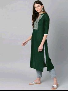 Libas Green Embroidered Kurti