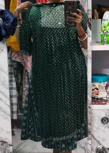 Green Printed Kurta Set