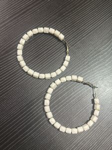 White Geometric Hoop Earrings