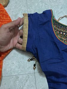 Elegant Blue kurta set bandhni bottom with dupptta