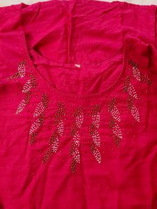 Red Embellished Tunic Top
