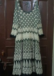 Elegant Black &amp; Grey Embroidered Anarkali Dress