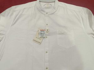 White Band Collar Long Sleeve Shirt