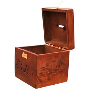 Carved Wooden Coin Bank