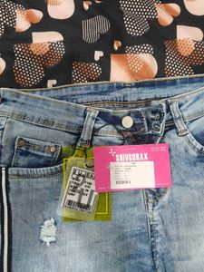 Distressed Denim Capris
