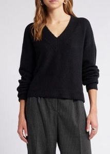V Neck, Fuzzy Korean Sweater