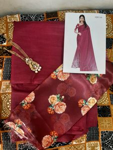 New Plain Wine Color Saree