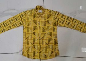 Yellow Printed Shirt For Boys