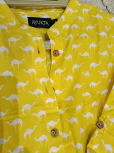 Yellow Camel Print Kurta