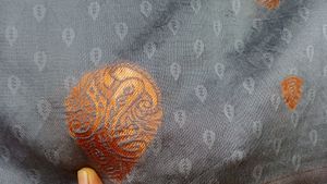 Grey And Copper Fancy Silk Saree