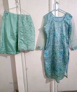 Organza Floral Kurta Palazzo Suit Set