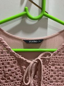 Pink Crochet Peasant Top