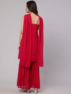 Red Sequin Sharara Set