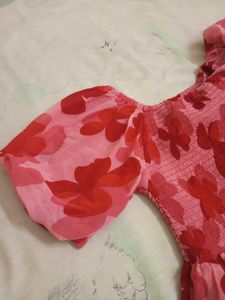 Pink Floral Smocked Dress
