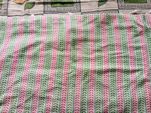 Striped Pink &amp; Green Cotton Fabric