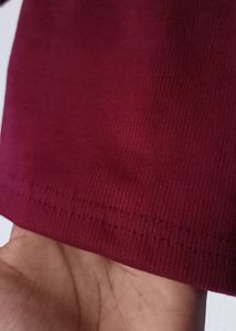 Maroon Tshirt Top With Puff Sleeve😍