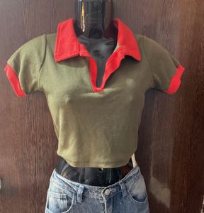 Green &amp; Red Crop Top
