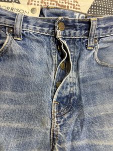 Straight fit washed blue jeans