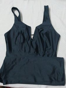 Dark Green Dress (Deep Neck)