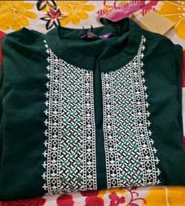Libas Green Embroidered Kurti