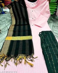 Women Cotton Blend Stylish Kurti Pent With Dupatta