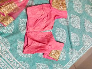 Pink Half Net Saree