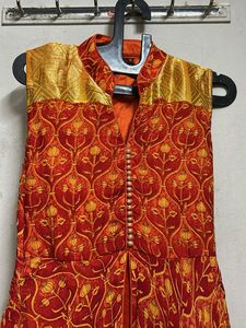 Orange &amp; Gold Patterned Dress