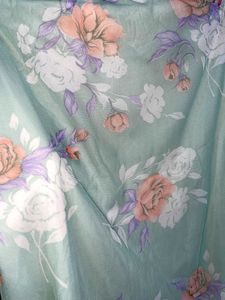 Floral Print Light Green Net Skirt With linin